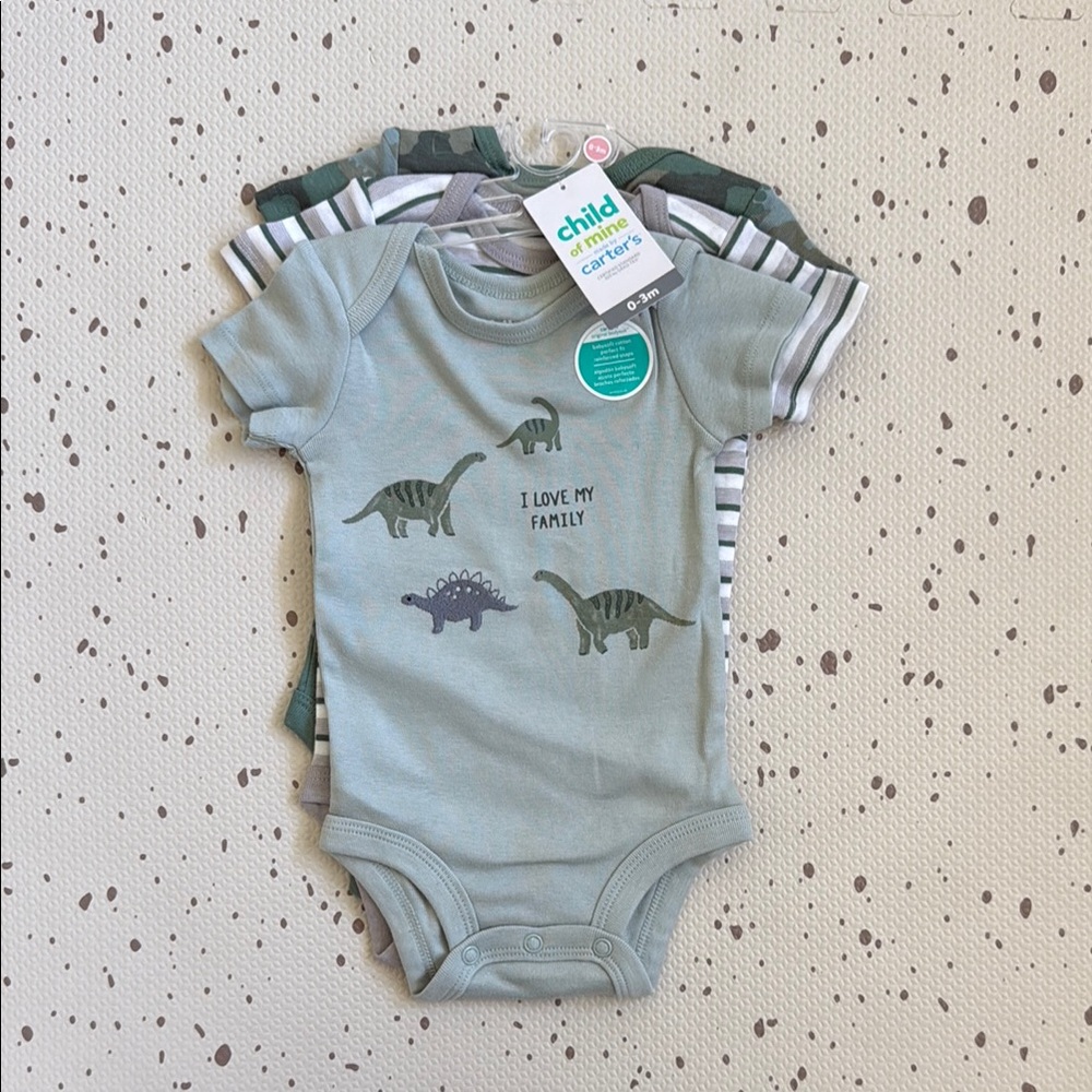 👶🏽 CHILD OF MINE BY CARTER’S - DINOSAUR BODYSUIT 3 PACK